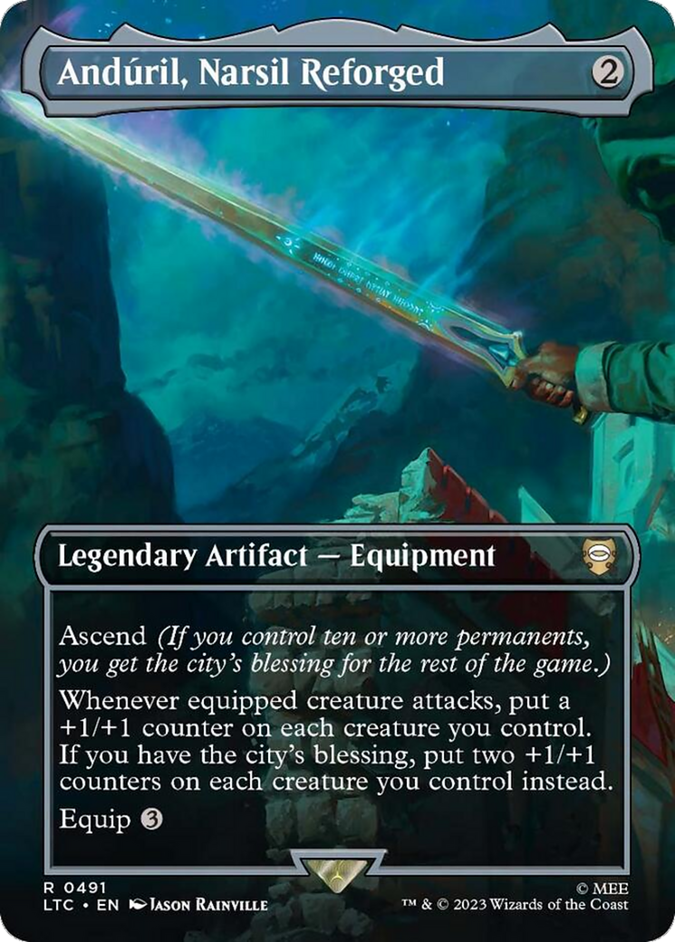 Anduril, Narsil Reforged (LTC-491) [Tales of Middle-earth Commander] (Borderless) Foil MTG Single Wizards of the Coast