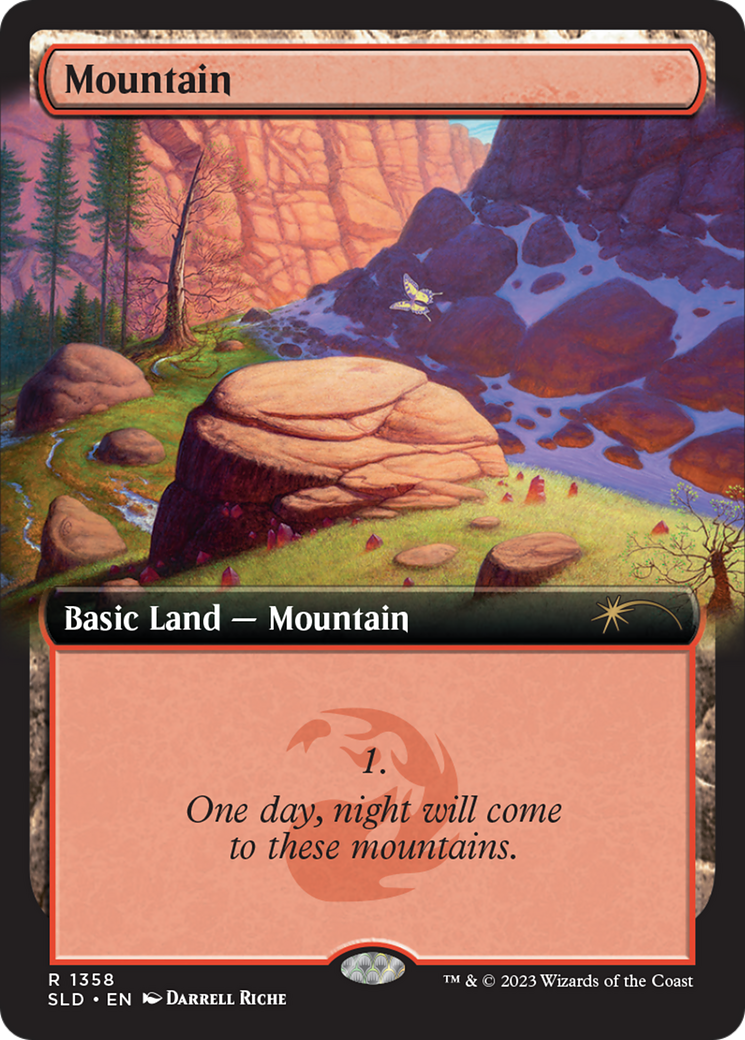 Mountain (1358) (SLD-1358) [Secret Lair] Drop (Extended Art) Foil MTG Single Wizards of the Coast