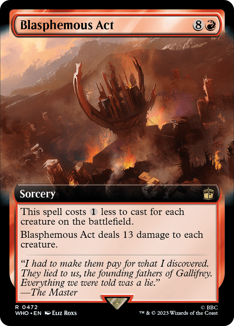 Blasphemous Act (WHO-472) [Doctor Who] (Extended Art) Foil MTG Single Wizards of the Coast