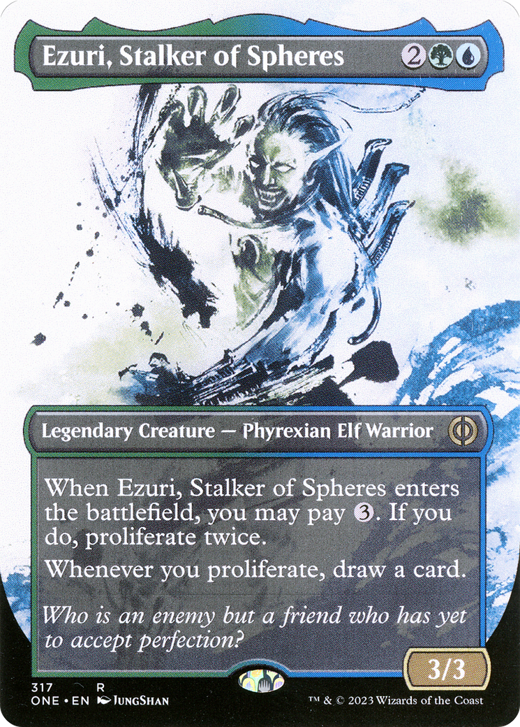Ezuri, Stalker of Spheres (ONE-317) [Phyrexia: All Will Be One] (Showcase) (Borderless) Foil MTG Single Wizards of the Coast