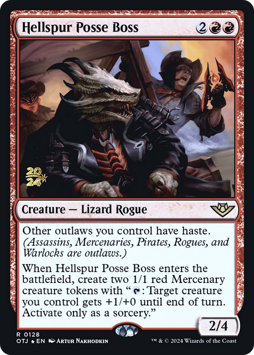 Hellspur Posse Boss (PRE-128) [Outlaws of Thunder Junction Promos] Foil MTG Single Wizards of the Coast