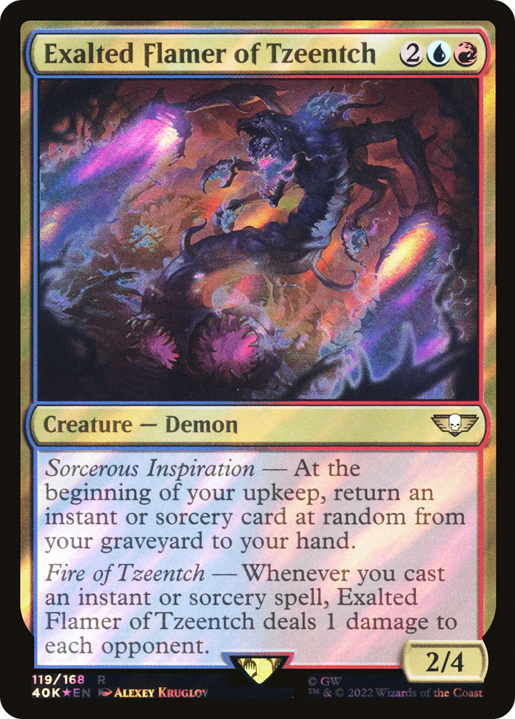 Exalted Flamer of Tzeentch (Surge Foil) (40K-119) [Warhammer 40,000 Commander] Foil MTG Single Wizards of the Coast