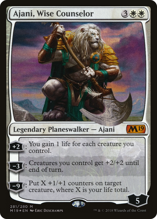 Ajani, Wise Counselor (M19-281) [Core Set 2019] Foil MTG Single Wizards of the Coast