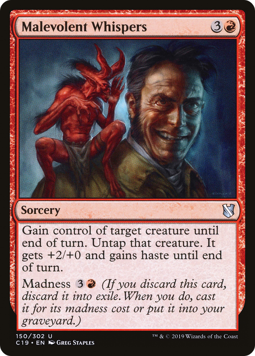 Malevolent Whispers (C19-150) [Commander 2019] MTG Single Wizards of the Coast