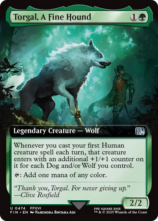 Torgal, A Fine Hound (FIN-474) [FINAL FANTASY] (Extended Art) Foil MTG Single Wizards of the Coast