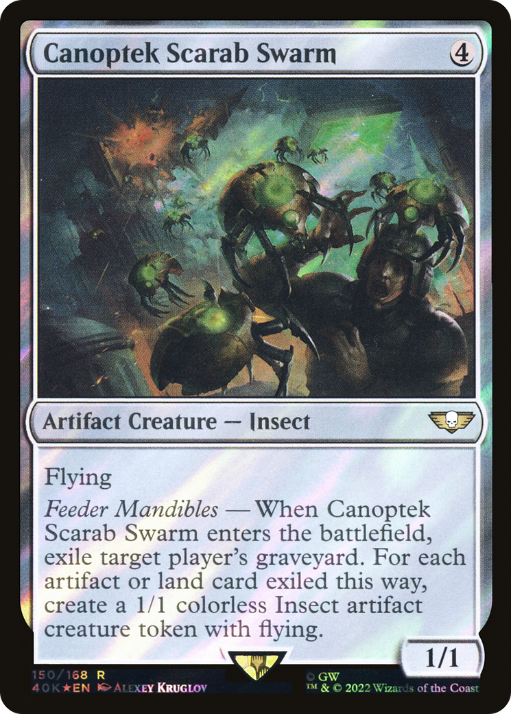Canoptek Scarab Swarm (Surge Foil) (40K-150) [Warhammer 40,000 Commander] Foil MTG Single Wizards of the Coast