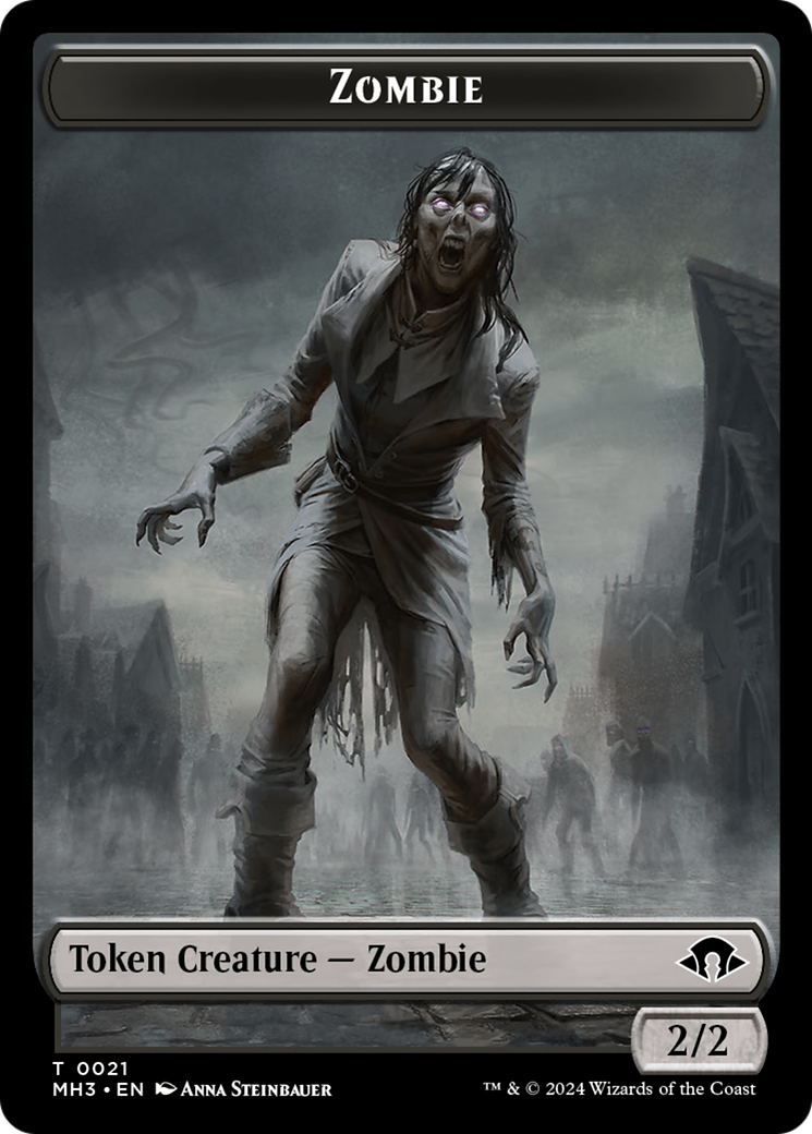 Zombie (Ripple Foil) // Elephant Double-Sided Token [Tokens] Modern Horizons 3 Commander Tokens MTG Single Magic: The Gathering