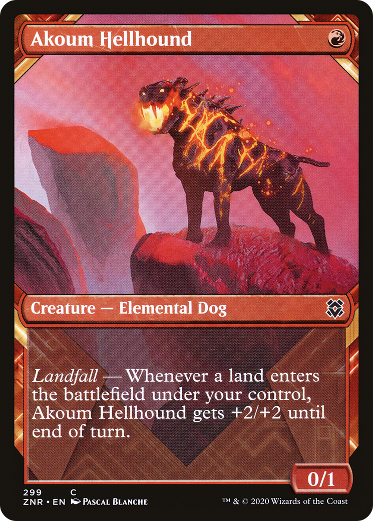 Akoum Hellhound (ZNR-299) [Zendikar Rising] (Showcase) Foil MTG Single Wizards of the Coast