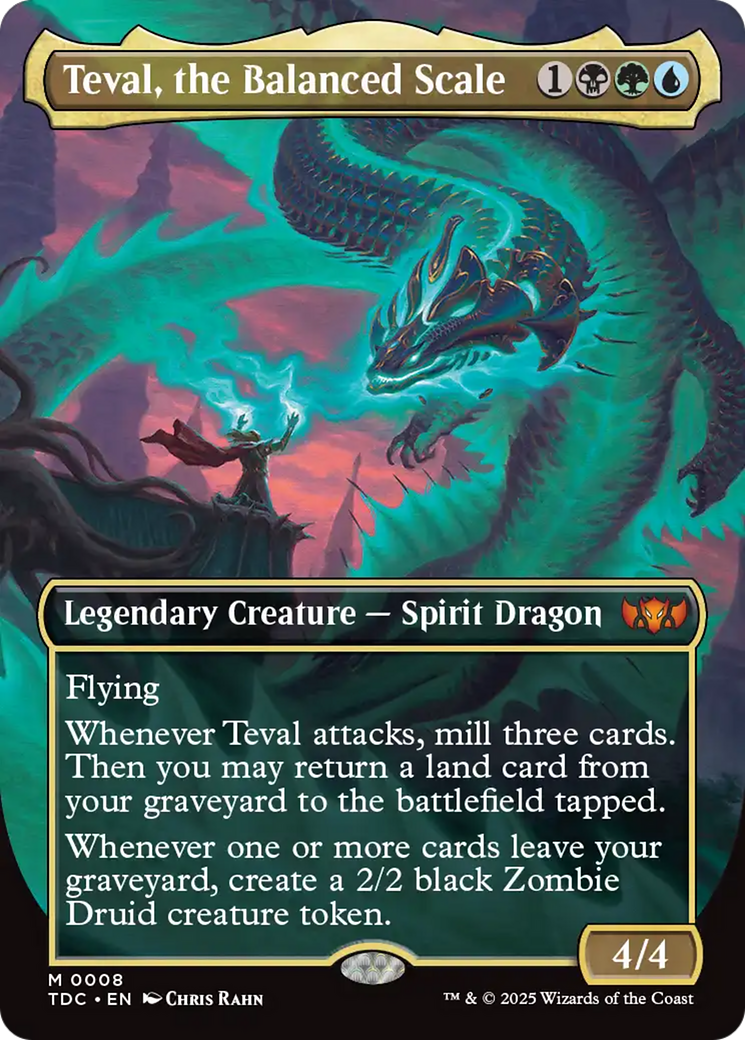 Teval, the Balanced Scale (Borderless) (TDC-008) [Commander: Tarkir: Dragonstorm] (Borderless) Foil MTG Single Wizards of the Coast