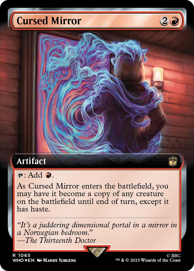 Cursed Mirror (Surge Foil) (WHO-1065) [Doctor Who] (Extended Art) Foil MTG Single Wizards of the Coast