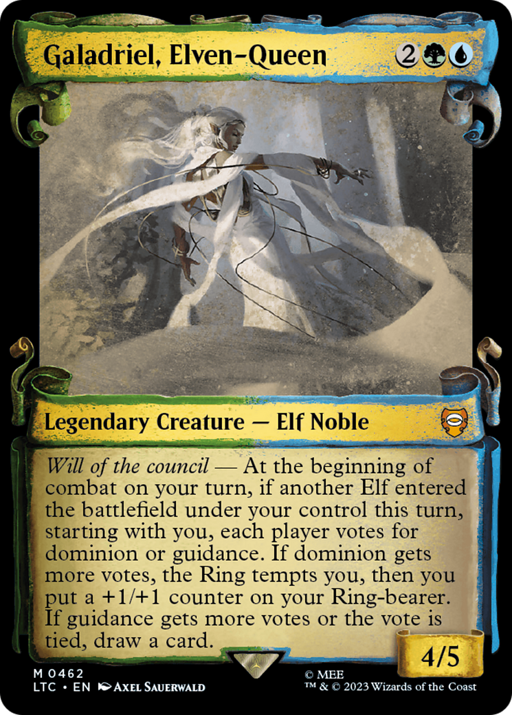Galadriel, Elven-Queen (Showcase Scrolls) (LTC-462) [Tales of Middle-earth Commander] (Showcase) Foil MTG Single Wizards of the Coast