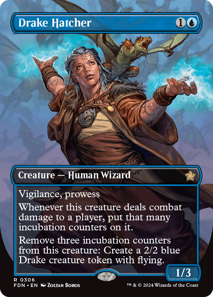 Drake Hatcher (FDN-306) [Foundations] (Borderless) Foil MTG Single Wizards of the Coast