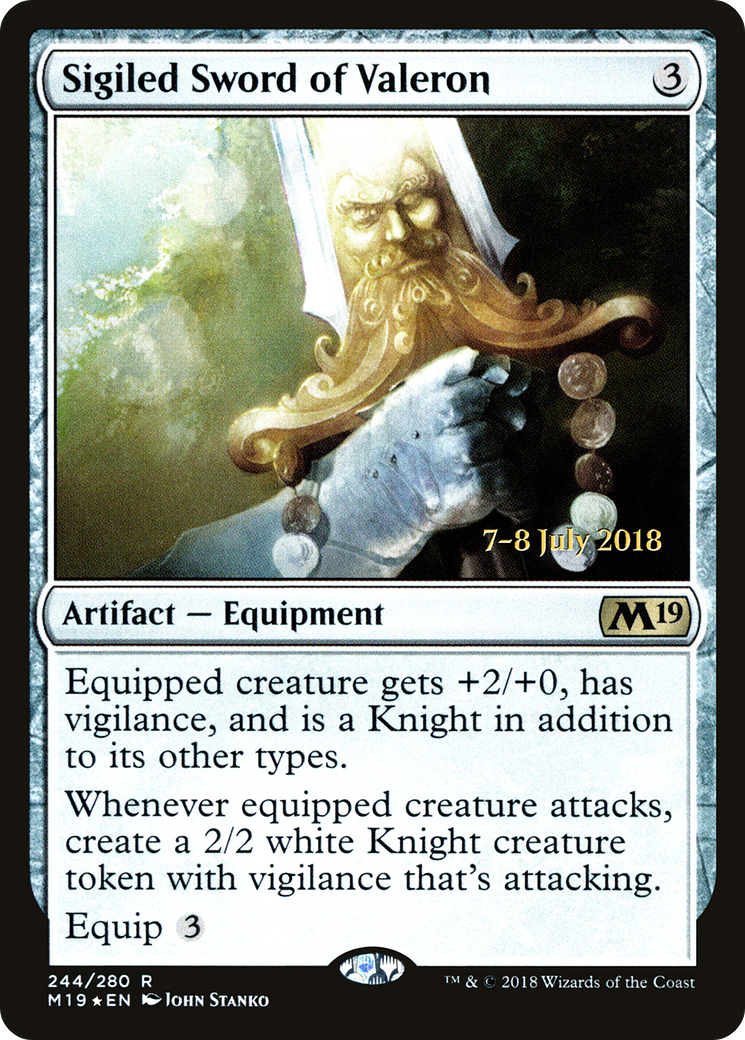 Sigiled Sword of Valeron (PRE-244) [Core Set 2019 Promos] Foil MTG Single Wizards of the Coast