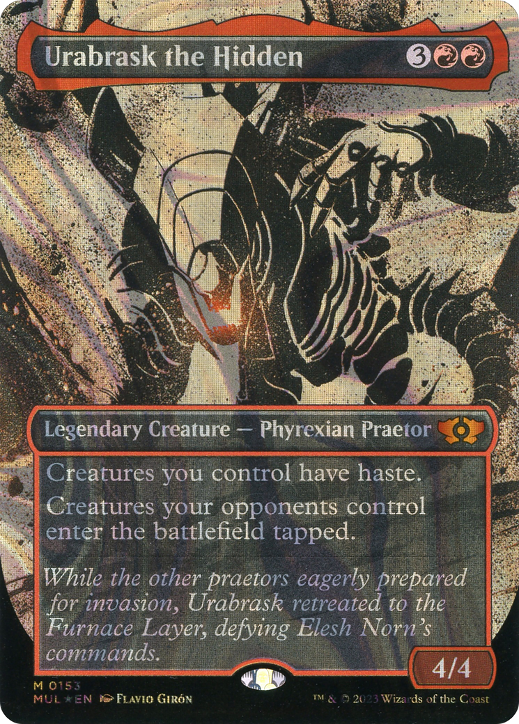 Urabrask the Hidden (MUL-153) [Multiverse Legends] (Showcase) (Borderless) Foil MTG Single Wizards of the Coast