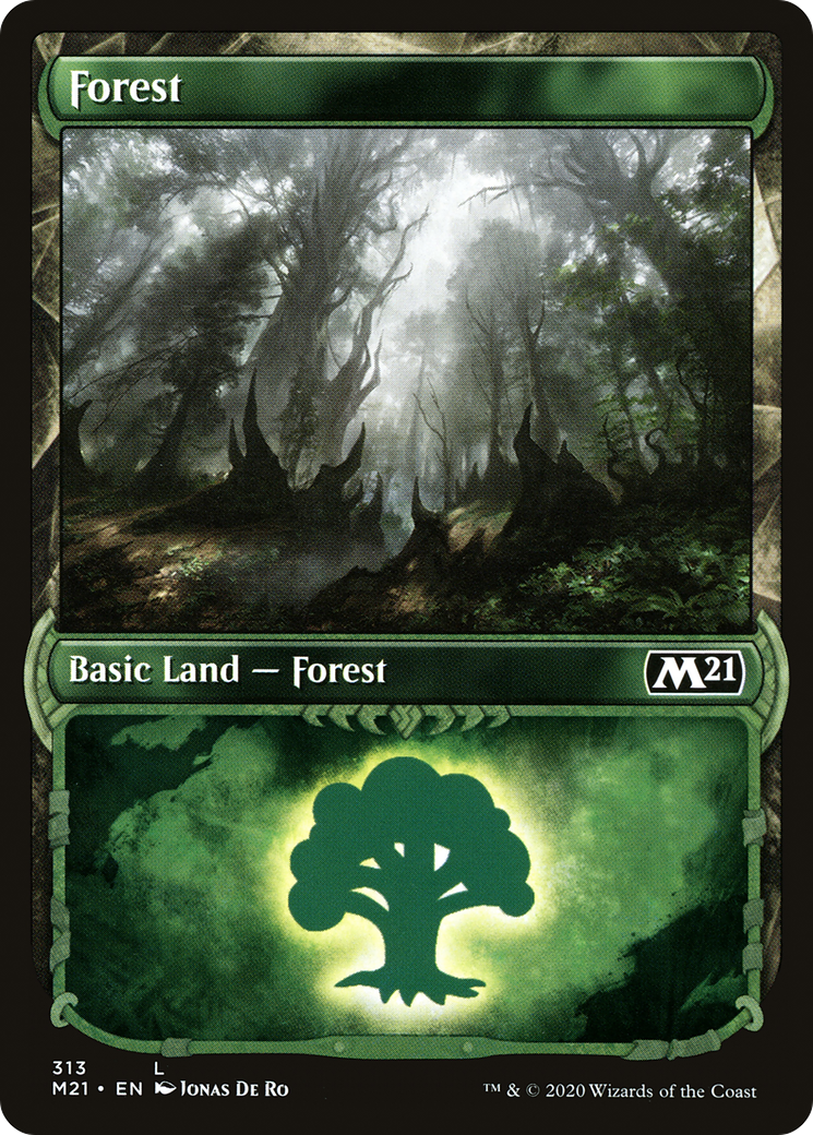 Forest (M21-313) [Core Set 2021] (Showcase) Foil MTG Single Wizards of the Coast