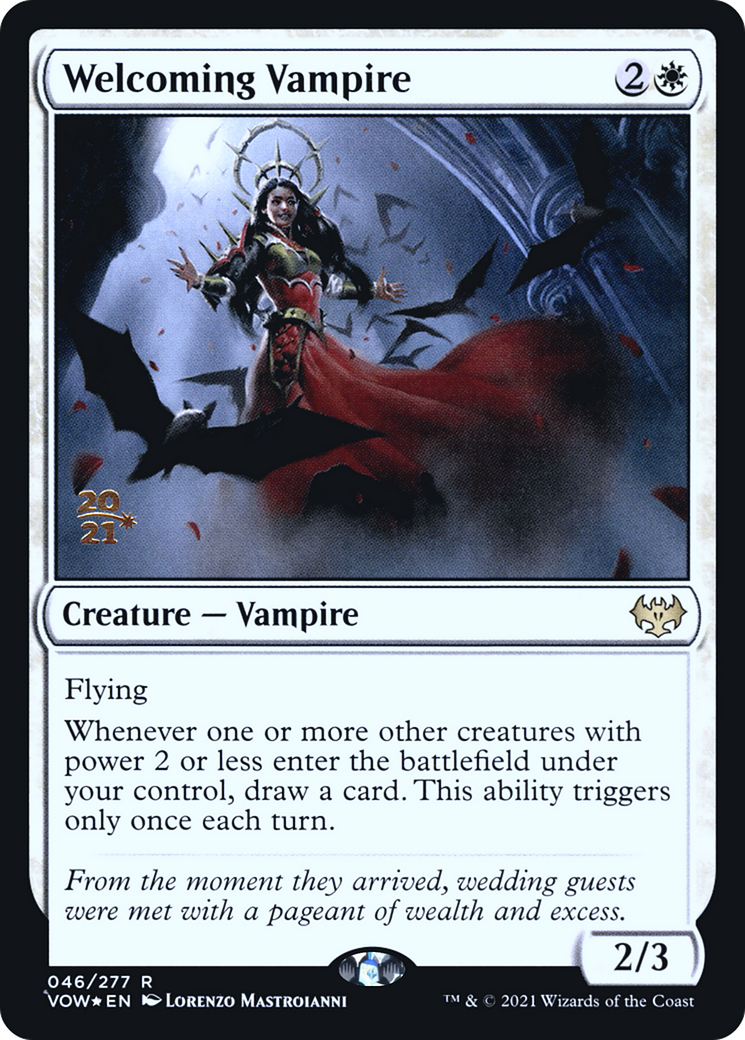 Welcoming Vampire (PRE-046) [Innistrad: Crimson Vow Promos] Foil MTG Single Wizards of the Coast