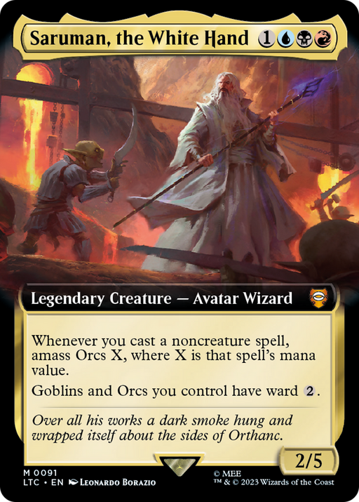 Saruman, the White Hand (LTC-091) [Tales of Middle-earth Commander] (Extended Art) MTG Single Wizards of the Coast