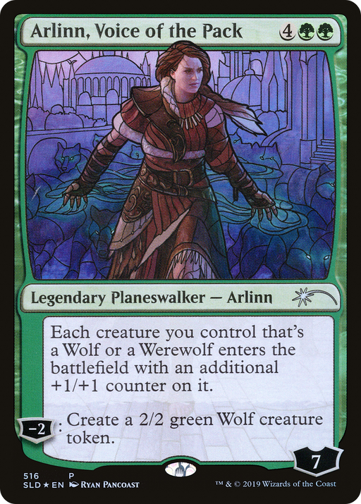 Arlinn, Voice of the Pack (Stained Glass) (SLD-516) [Secret Lair] Drop Foil MTG Single Wizards of the Coast