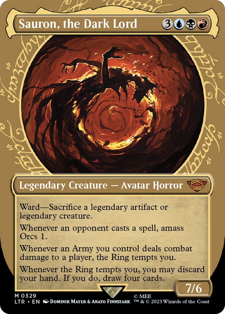 Sauron, the Dark Lord (LTR-329) [The Lord of the Rings: Tales of Middle-earth] (Showcase) (Borderless) MTG Single Wizards of the Coast
