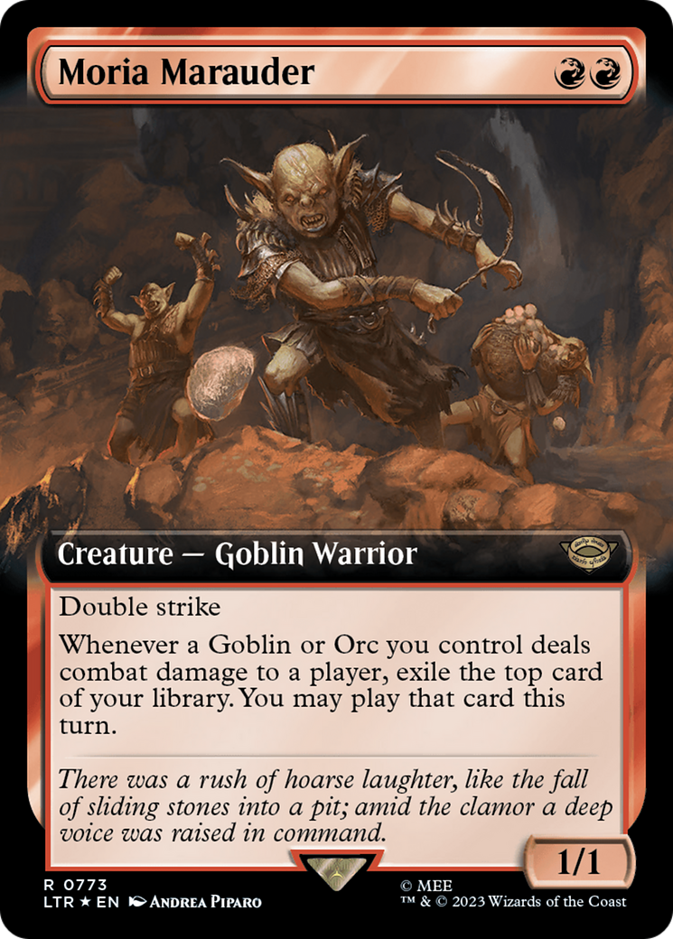 Moria Marauder (Surge Foil) (LTR-773) [The Lord of the Rings: Tales of Middle-earth] (Extended Art) Foil MTG Single Wizards of the Coast