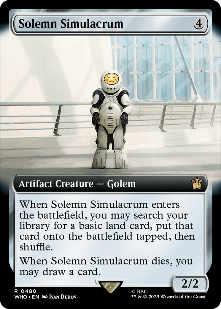 Solemn Simulacrum (WHO-480) [Doctor Who] (Extended Art) Foil MTG Single Wizards of the Coast