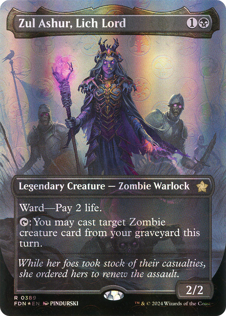 Zul Ashur, Lich Lord (Mana Foil) (FDN-389) [Foundations] (Borderless) Foil MTG Single Wizards of the Coast