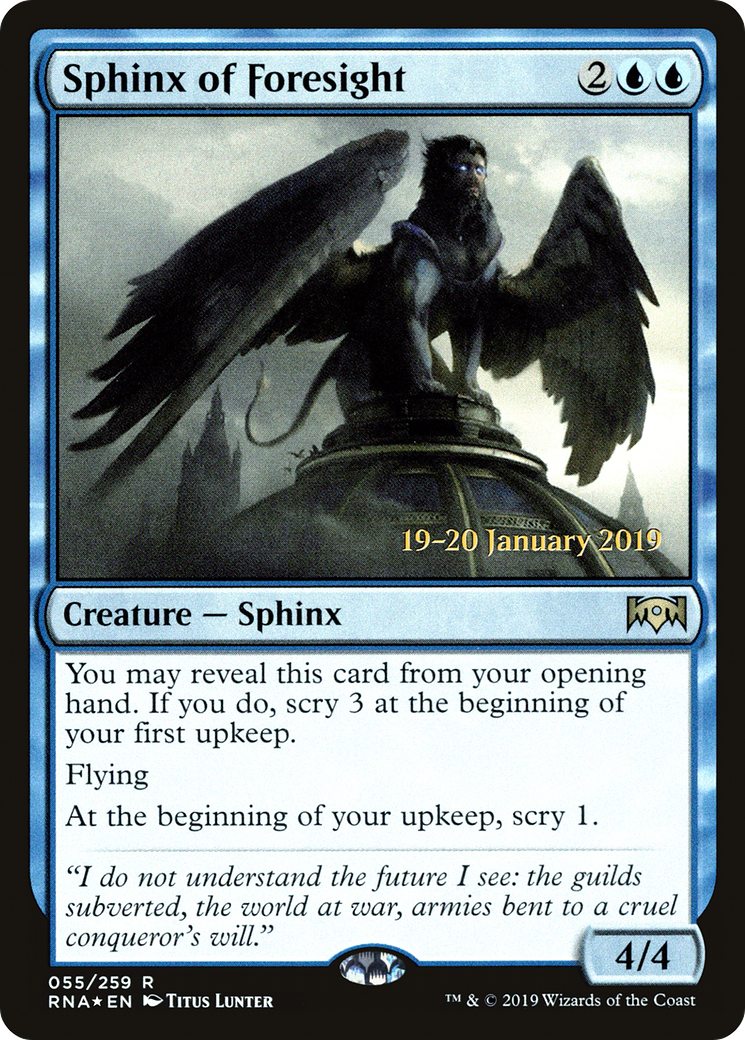 Sphinx of Foresight (PRE-055) [Ravnica Allegiance Promos] Foil MTG Single Wizards of the Coast