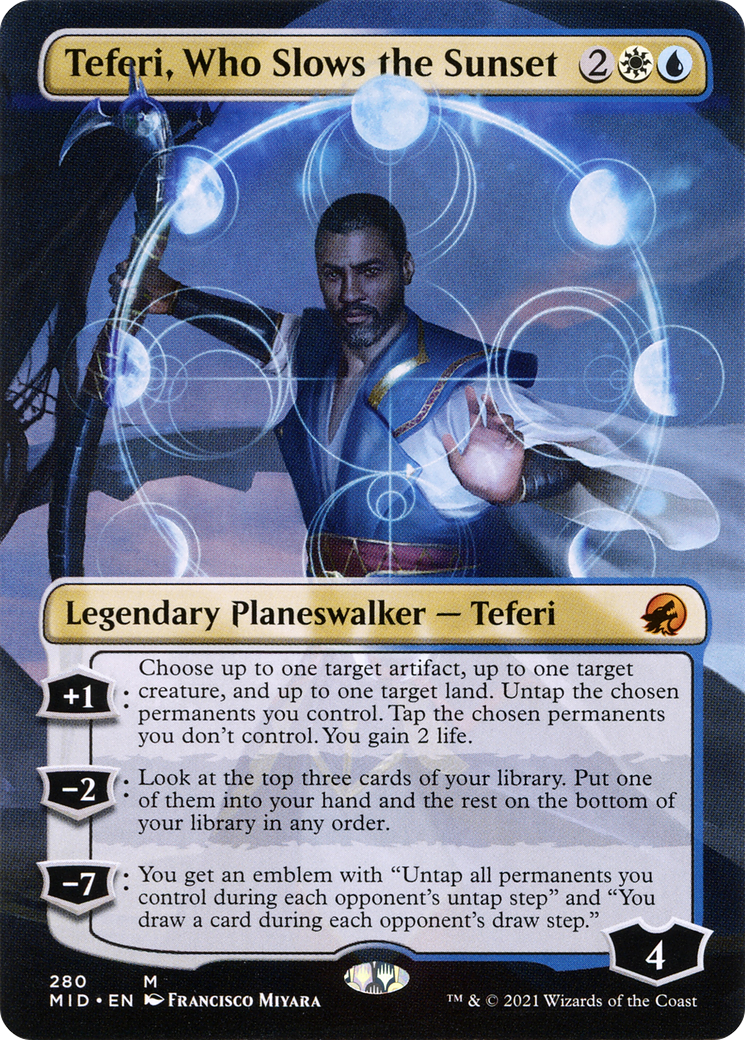 Teferi, Who Slows the Sunset (MID-280) [Innistrad: Midnight Hunt] (Borderless) Foil MTG Single Wizards of the Coast