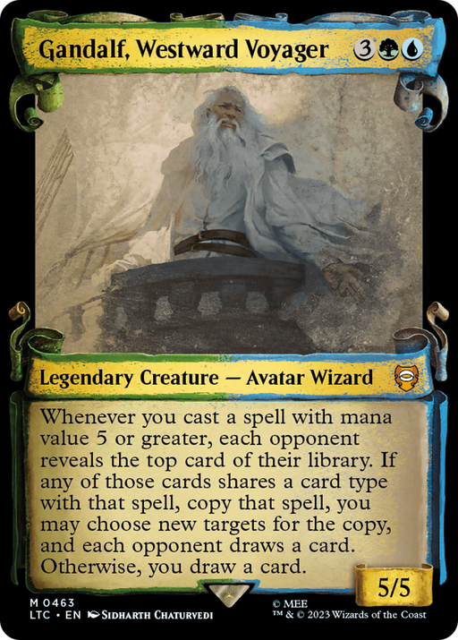 Gandalf, Westward Voyager (Showcase Scrolls) (LTC-463) [Tales of Middle-earth Commander] (Showcase) Foil MTG Single Wizards of the Coast