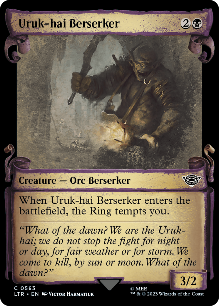 Uruk-hai Berserker (Showcase Scrolls) (LTR-563) [The Lord of the Rings: Tales of Middle-earth] (Showcase) MTG Single Wizards of the Coast