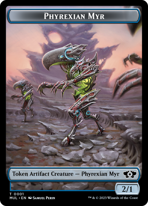 Phyrexian Myr // Wrenn and Realmbreaker Emblem Double-Sided Token [Tokens] March of the Machine Tokens MTG Single Magic: The Gathering