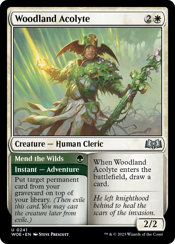 Woodland Acolyte // Mend the Wilds (WOE-241) [Wilds of Eldraine] Foil MTG Single Wizards of the Coast