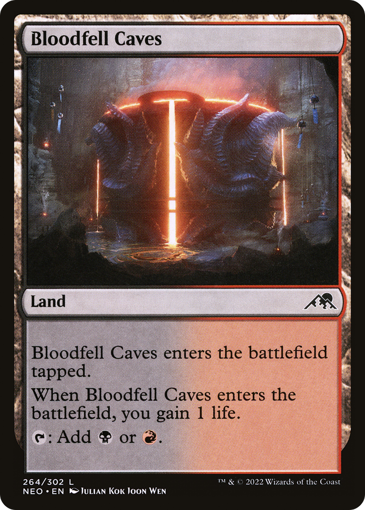 Bloodfell Caves (NEO-264) [Kamigawa: Neon Dynasty] MTG Single Wizards of the Coast