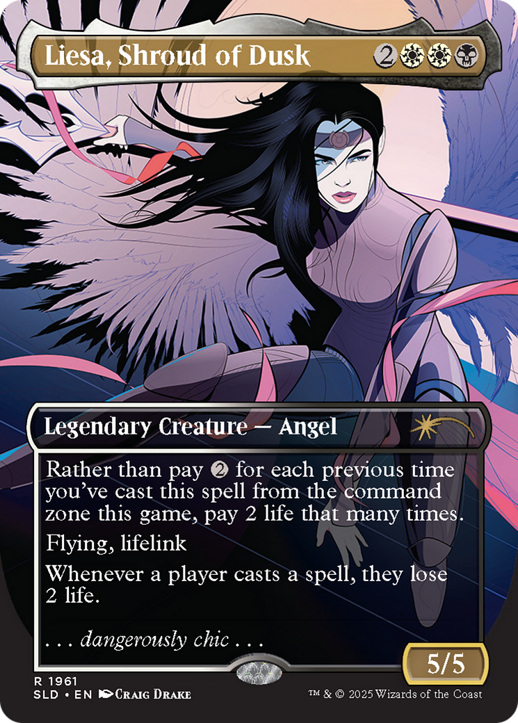 Liesa, Shroud of Dusk (SLD-1961) [Secret Lair] Drop (Borderless) Foil MTG Single Wizards of the Coast
