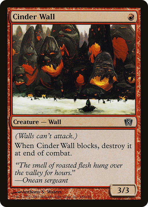 Cinder Wall (8ED-182) [8th Edition] Foil MTG Single Wizards of the Coast