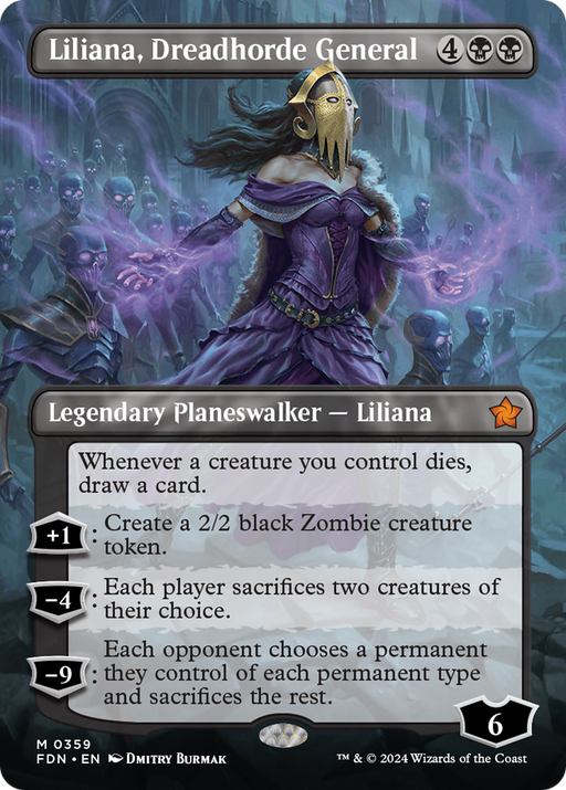 Liliana, Dreadhorde General (FDN-359) [Foundations] (Borderless) Foil MTG Single Wizards of the Coast