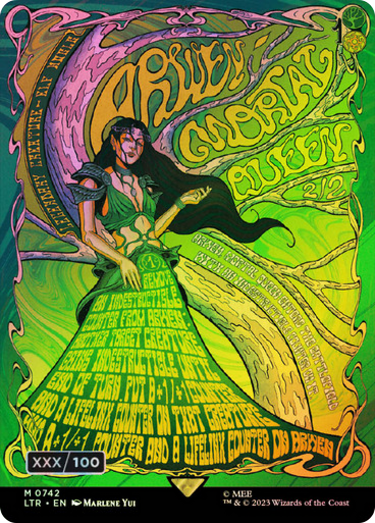 Arwen, Mortal Queen (Borderless Poster) (Serial Numbered) (LTR-742) [The Lord of the Rings: Tales of Middle-earth] (Borderless) Foil MTG Single Wizards of the Coast