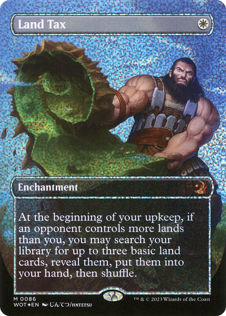 Land Tax (Anime Borderless) (Confetti Foil) (WOT-086) [Wilds of Eldraine: Enchanting Tales] (Borderless) Foil MTG Single Wizards of the Coast