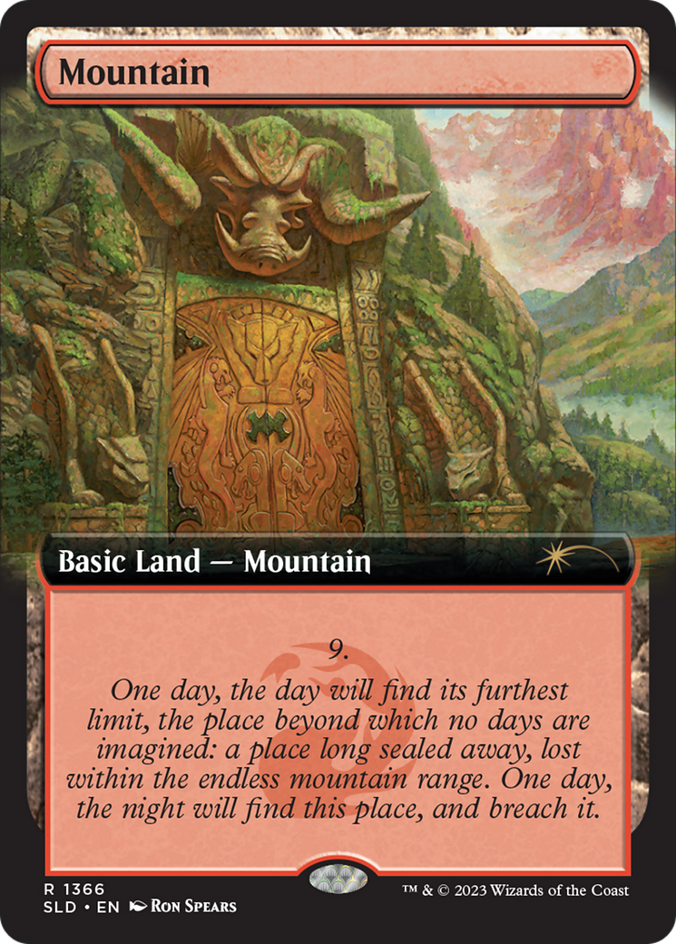 Mountain (1366) (SLD-1366) [Secret Lair Drop] (Extended Art) Foil MTG Single Wizards of the Coast