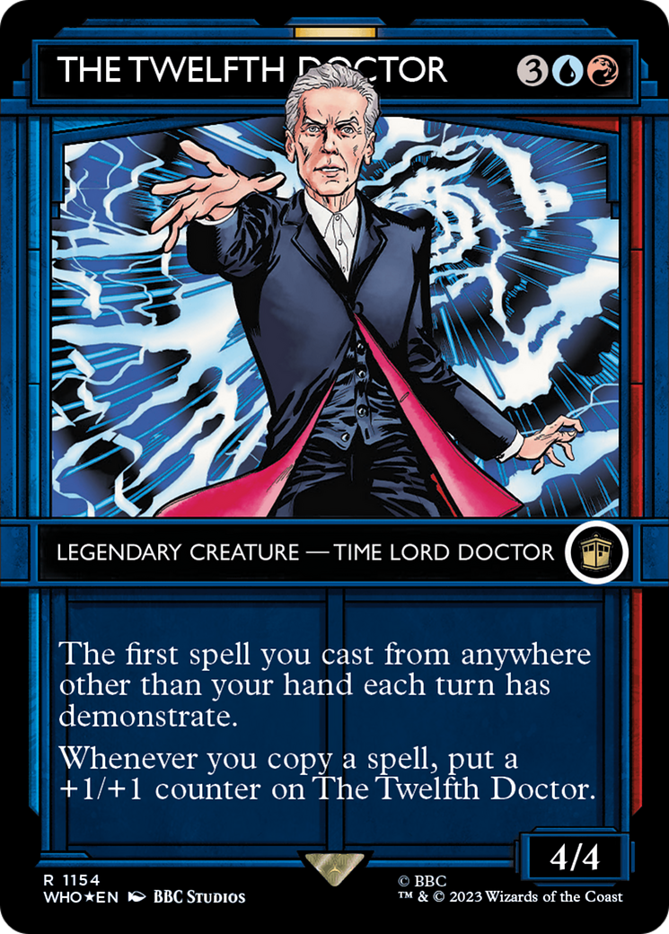 The Twelfth Doctor (Surge Foil) (WHO-1154) [Doctor Who] (Showcase) (Borderless) Foil MTG Single Wizards of the Coast