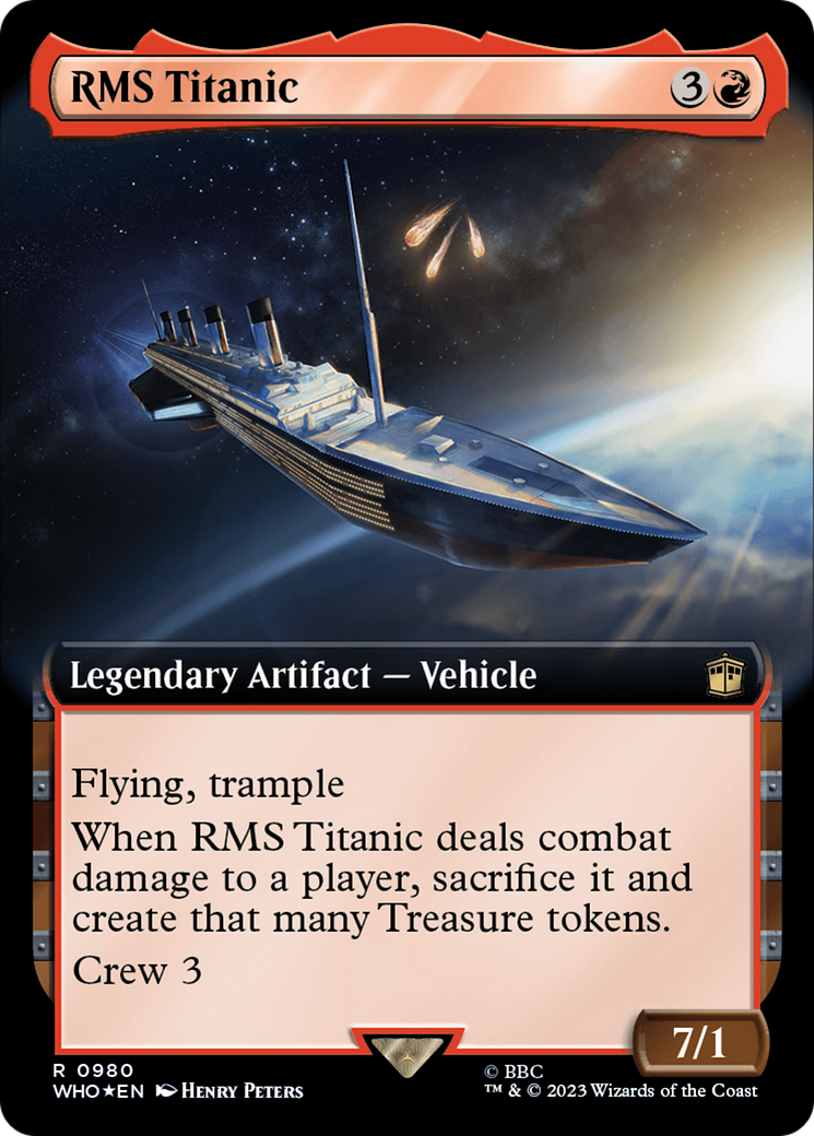RMS Titanic (Surge Foil) (WHO-980) [Doctor Who] (Extended Art) Foil MTG Single Wizards of the Coast