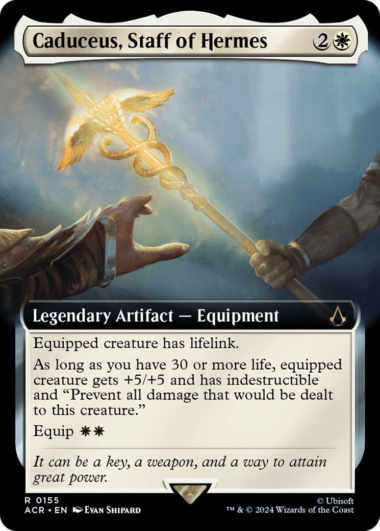 Caduceus, Staff of Hermes (ACR-155) [Assassin's Creed] (Extended Art) Foil MTG Single Wizards of the Coast