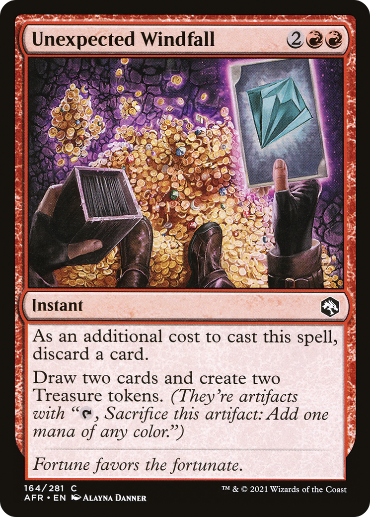 Unexpected Windfall (AFR-164) [Adventures in the Forgotten Realms] Foil MTG Single Wizards of the Coast