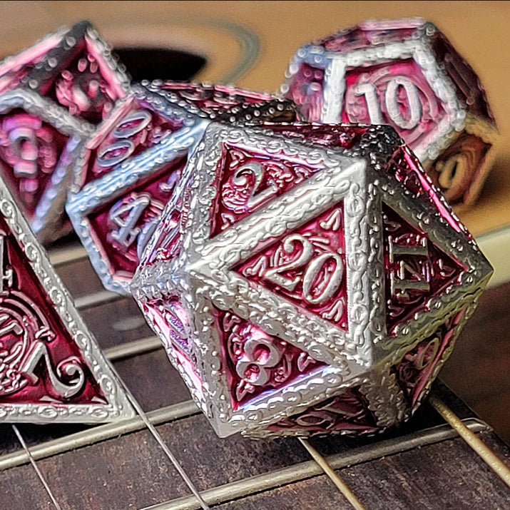 Forged Gaming: Metal 7-Die Set - "Bardic Inspiration (Silver Purple)" Dice & Gaming Accessories Forged Gaming