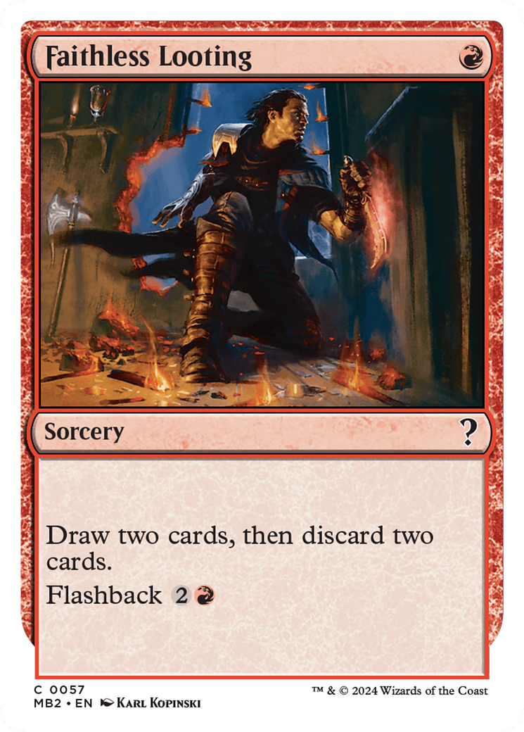Faithless Looting (White Border) (MB2-057) [Mystery Booster] Mystery Booster 2 MTG Single Wizards of the Coast