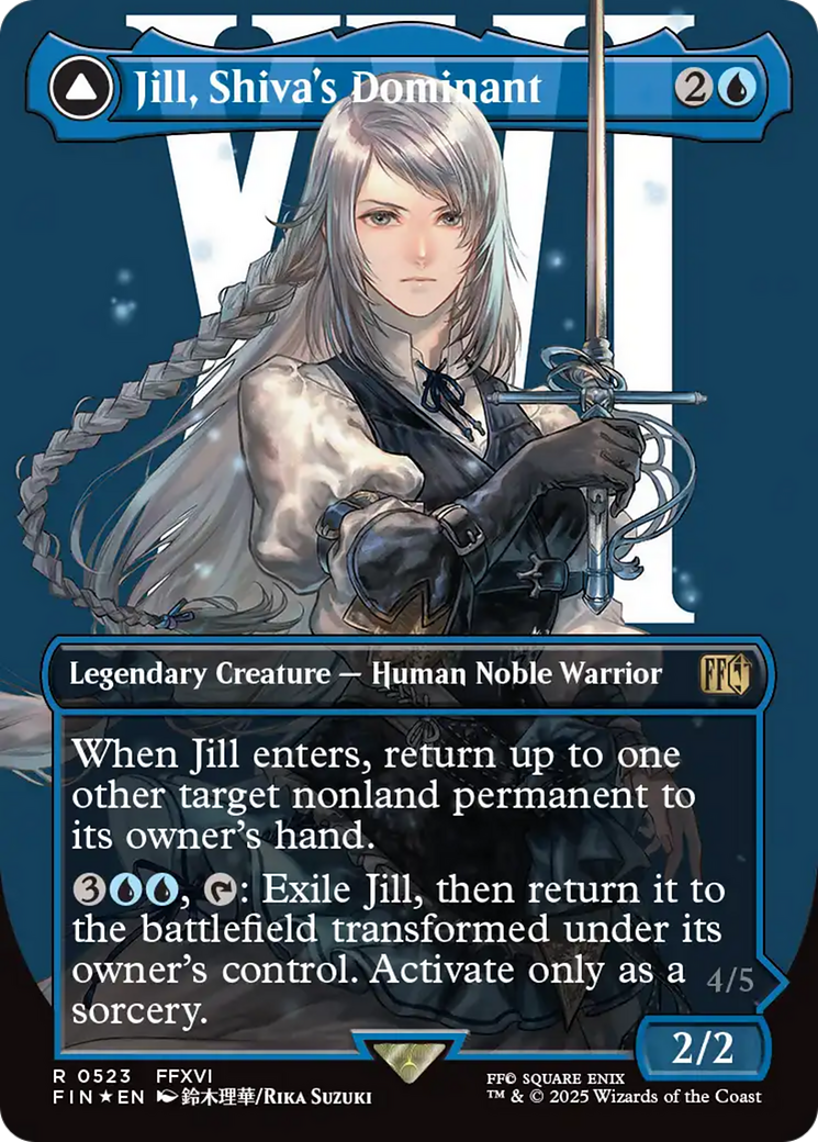 Jill, Shiva's Dominant // Shiva, Warden of Ice (Surge Foil) (FIN-523) [FINAL FANTASY] (Borderless) Foil MTG Single Wizards of the Coast