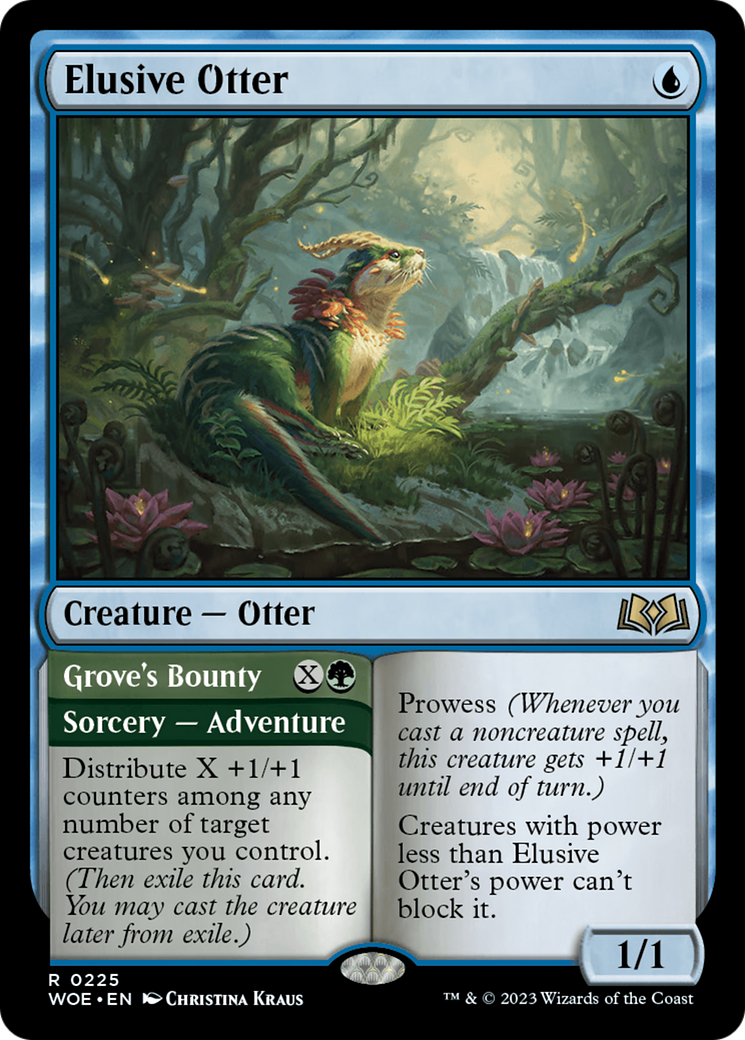 Elusive Otter // Grove's Bounty (WOE-225) [Wilds of Eldraine] Foil MTG Single Wizards of the Coast