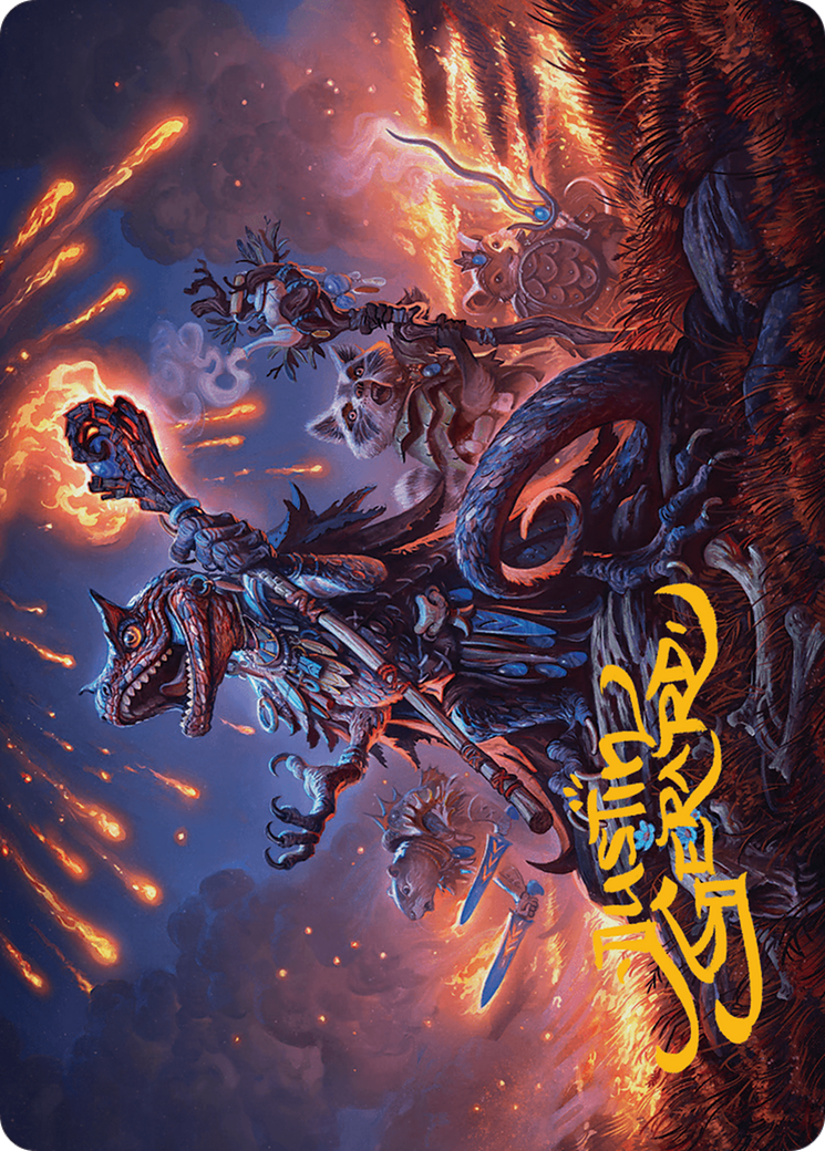 Valley Flamecaller Art Card (Gold-Stamped Signature) [Art Series] Bloomburrow MTG Single Magic: The Gathering