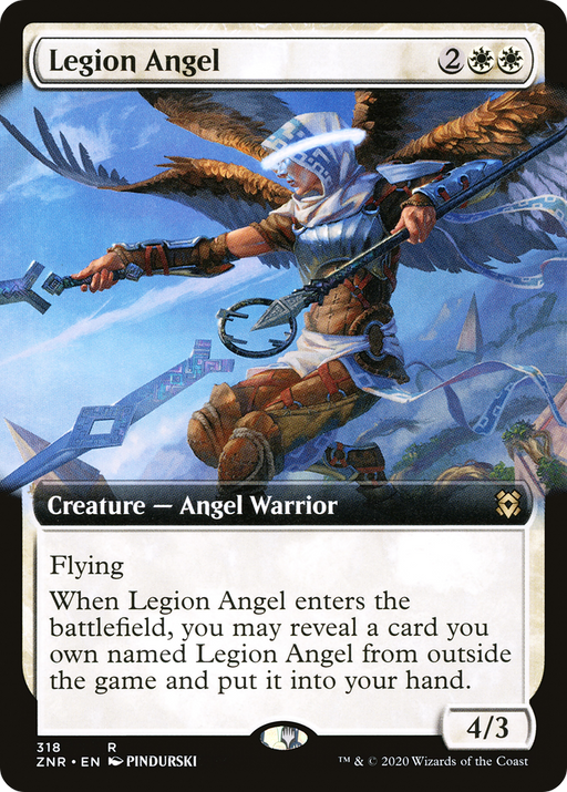 Legion Angel (ZNR-318) [Zendikar Rising] (Extended Art) Foil MTG Single Wizards of the Coast