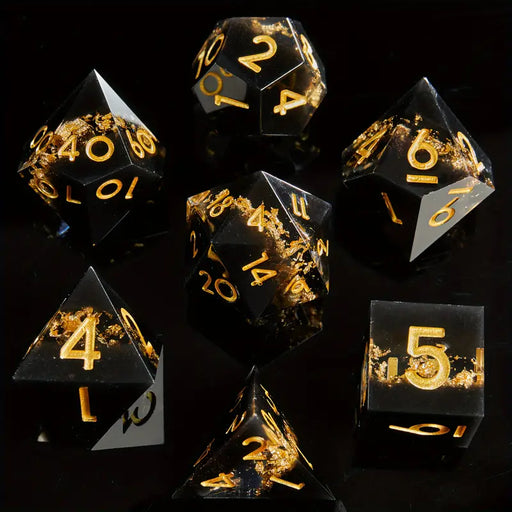 Seriously Good Dice: Sharp-Edged Resin 7 Die Set "Gold Milky Way" Dice & Gaming Accessories Taps Imports